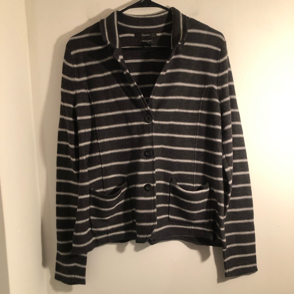 Tahari Merino Wool Blend Sweater - Black and Gray Women’s XL